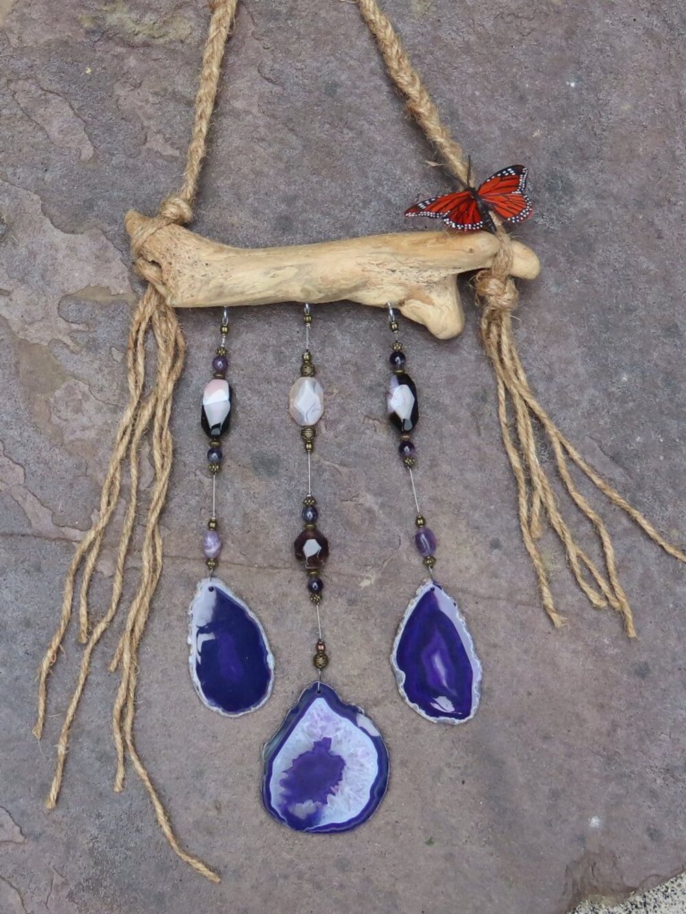 Windchime with natural agate stone